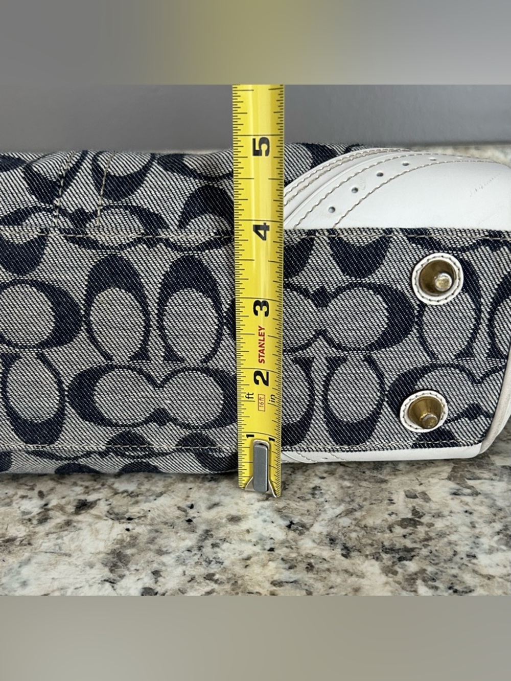 Coach Signature Rare Denim Collection Optic Blue White Hampton Satchel Handbag - Picture 16 of 16